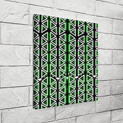 Холст квадратный Бело-зелёные треугольники на чёрном фоне, цвет: 3D-принт — фото 2