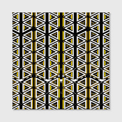 Холст квадратный Жёлто-белые треугольники на чёрном фоне, цвет: 3D-принт — фото 2
