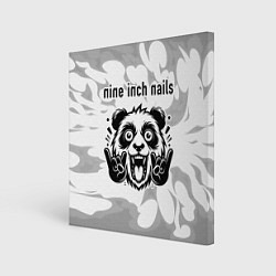 Холст квадратный Nine Inch Nails рок панда на светлом фоне, цвет: 3D-принт