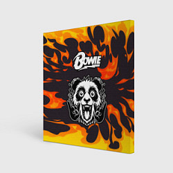 Холст квадратный David Bowie рок панда и огонь, цвет: 3D-принт