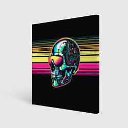 Холст квадратный Cyber skull - ai art fantasy, цвет: 3D-принт