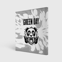 Картина квадратная Green Day рок панда на светлом фоне