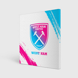 Холст квадратный West Ham neon gradient style, цвет: 3D-принт