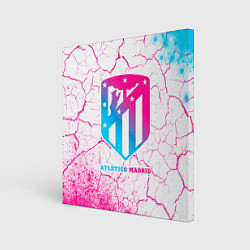 Холст квадратный Atletico Madrid neon gradient style, цвет: 3D-принт