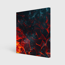 Холст квадратный Темная абстракция с разломом красных плит, цвет: 3D-принт