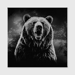 Холст квадратный Большой бурый медведь оскал, цвет: 3D-принт — фото 2