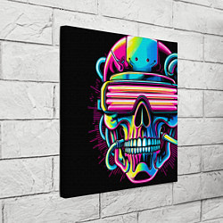 Холст квадратный Cyber skull - ai art neon, цвет: 3D-принт — фото 2