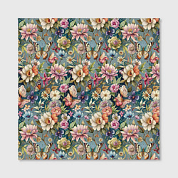 Холст квадратный Бабочки и цветы летнее сочетание, цвет: 3D-принт — фото 2