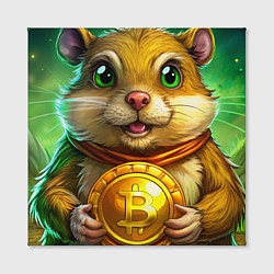 Холст квадратный Хомяк держит биток, цвет: 3D-принт — фото 2