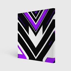 Холст квадратный Фиолетово-белые полосы на чёрном фоне, цвет: 3D-принт