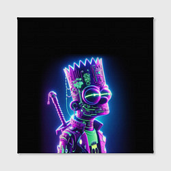 Холст квадратный Bart Simpson cyber ninja - neon glow, цвет: 3D-принт — фото 2