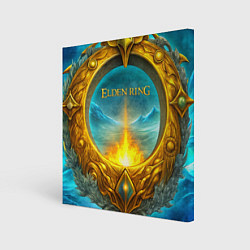 Картина квадратная Elden Ring золотое кольцо и зимний холод