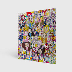 Холст квадратный Right now NewJeans and Takashi Murakami, цвет: 3D-принт