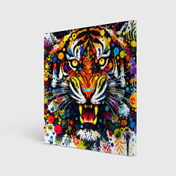 Холст квадратный Орнаментальный тигр - нейросеть, цвет: 3D-принт