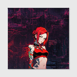 Холст квадратный Рыжая девушка с татуировками, цвет: 3D-принт — фото 2