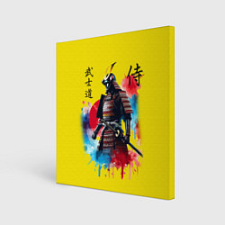 Холст квадратный Японский самурай - акварель Япония, цвет: 3D-принт