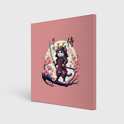 Холст квадратный Kitten samurai - bushido ai art, цвет: 3D-принт