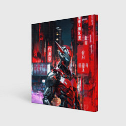 Холст квадратный Бронированный красный киборг, цвет: 3D-принт