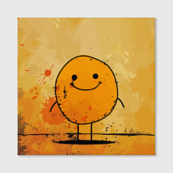 Холст квадратный Забавный колобок-смайлик на оранжевом, цвет: 3D-принт — фото 2