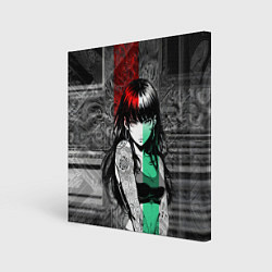 Холст квадратный Девушка с татуированными плечами, цвет: 3D-принт