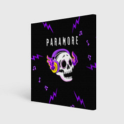 Холст квадратный Paramore неоновый череп, цвет: 3D-принт