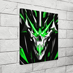Холст квадратный Абстрактный белый череп и зелёные полосы, цвет: 3D-принт — фото 2