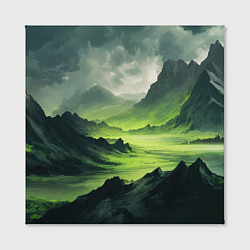 Холст квадратный Ядовитая горная местность - токсичная кислотная до, цвет: 3D-принт — фото 2