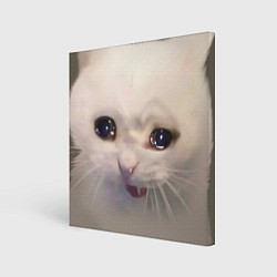Холст квадратный Плаксивый котик, цвет: 3D-принт