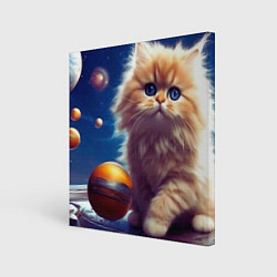 Холст квадратный Котик космос, цвет: 3D-принт