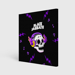 Холст квадратный Black Sabbath неоновый череп, цвет: 3D-принт