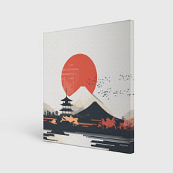 Холст квадратный Японский осенний пейзаж, цвет: 3D-принт