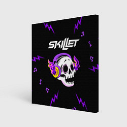 Холст квадратный Skillet неоновый череп, цвет: 3D-принт