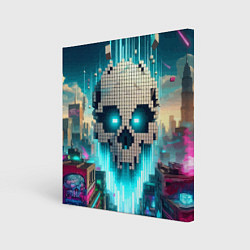 Холст квадратный Minecraft skull - ai art fantasy, цвет: 3D-принт