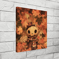 Холст квадратный Тыквенный Джек в осенних листьях, цвет: 3D-принт — фото 2