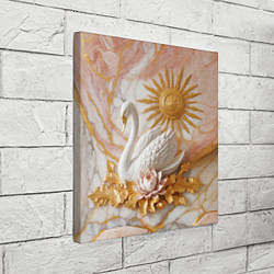 Холст квадратный Фарфоровый лебедь и солнце на розовом мраморе, цвет: 3D-принт — фото 2