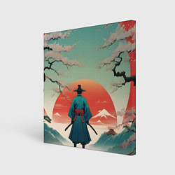 Холст квадратный Яркий самурай на закате, цвет: 3D-принт