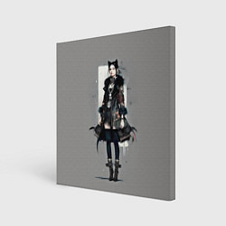 Холст квадратный Girl cat fashionista - ai art fantasy, цвет: 3D-принт