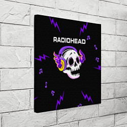 Холст квадратный Radiohead неоновый череп, цвет: 3D-принт — фото 2