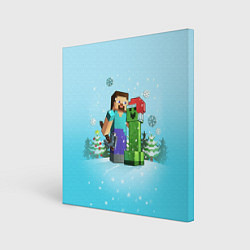 Холст квадратный Minecraft - New Year, цвет: 3D-принт