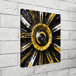Холст квадратный Чёрно-жёлтая сфера киберпанк, цвет: 3D-принт — фото 2