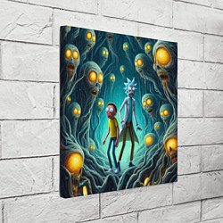 Холст квадратный Морти и Рик в пещере ужасов, цвет: 3D-принт — фото 2