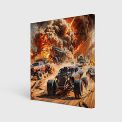 Холст квадратный Mad Max - explosion cars, цвет: 3D-принт
