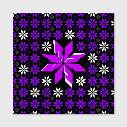 Холст квадратный Фиолетово-белые звёзды на чёрном фоне, цвет: 3D-принт — фото 2