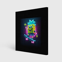 Холст квадратный Sponge Bob on a skateboard - ai art fantasy, цвет: 3D-принт