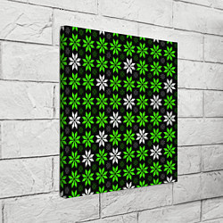 Холст квадратный Бело-зелёные звёзды на чёрном фоне, цвет: 3D-принт — фото 2