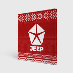 Холст квадратный Новогодний Jeep, цвет: 3D-принт