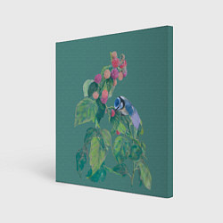 Холст квадратный Малина и синичка, цвет: 3D-принт