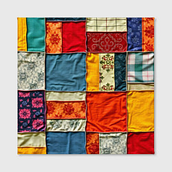 Холст квадратный Пэчворк из ярких тканей, цвет: 3D-принт — фото 2