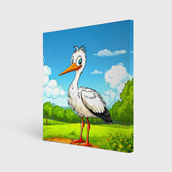 Холст квадратный Аист в поле, цвет: 3D-принт