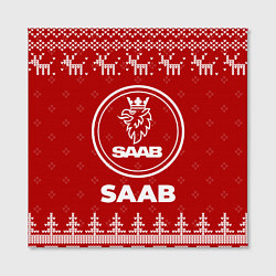 Холст квадратный Новогодний Saab с оленями, цвет: 3D-принт — фото 2